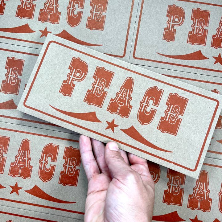 Lot de 4 cartes de vœux Peace Letterpress (32 cartes) pour la vente par Pioneer House (formerly Yee-Haw)