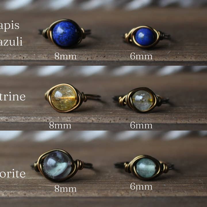Gratefully Dreaming - Wholesale Cocktail/Statement Ring - Antique Brass Wire Wrapped Gemstone Rings3