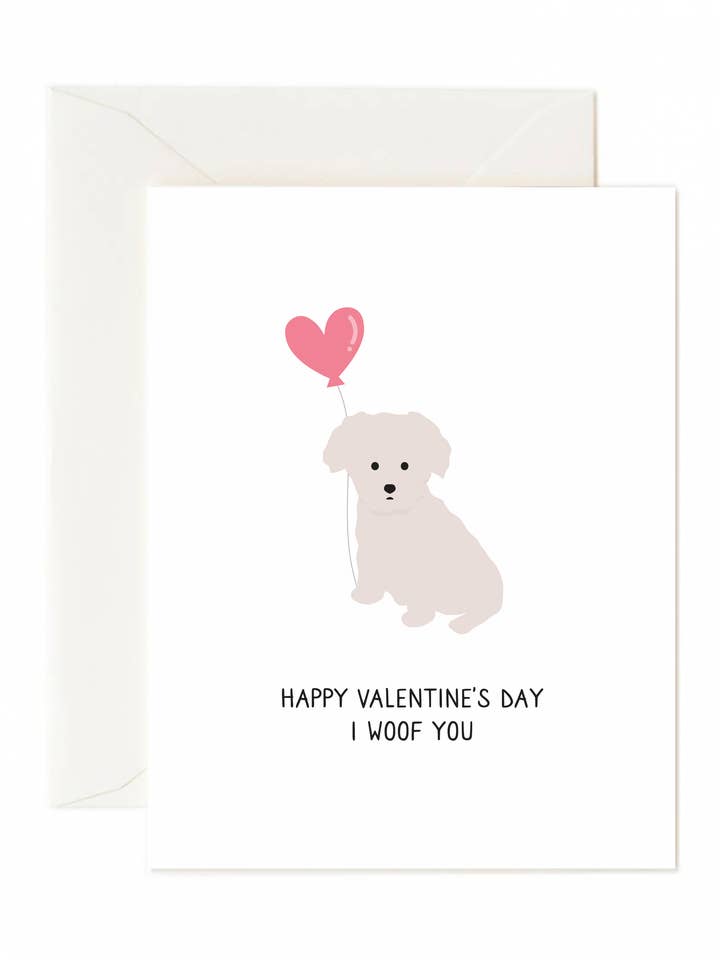 Carte de voeux Happy Valentine's Day I Woof You pour la vente par Tickle Me Lavender