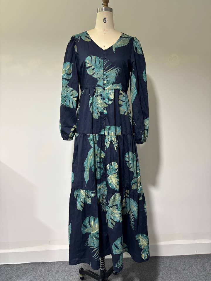 Sardinia Navy 100% Cotton Maxi Dress for wholesale by Skirt Society