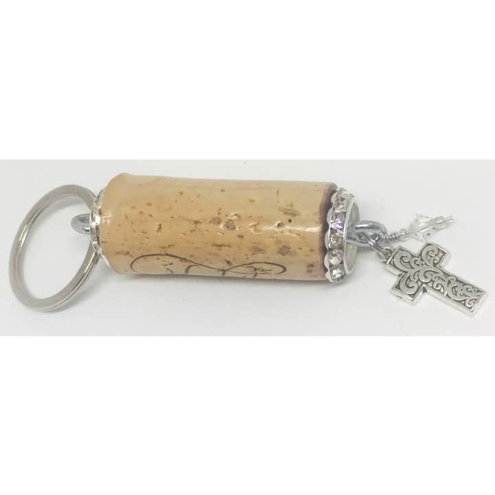 Cross Charm Rhinestone Design Keychain for wholesale by The Wine Steward LLC