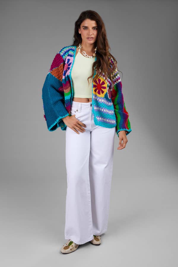 SAACHI – wholesale Kofta - Dam – Färgstark kofta i virkat mönstermix4