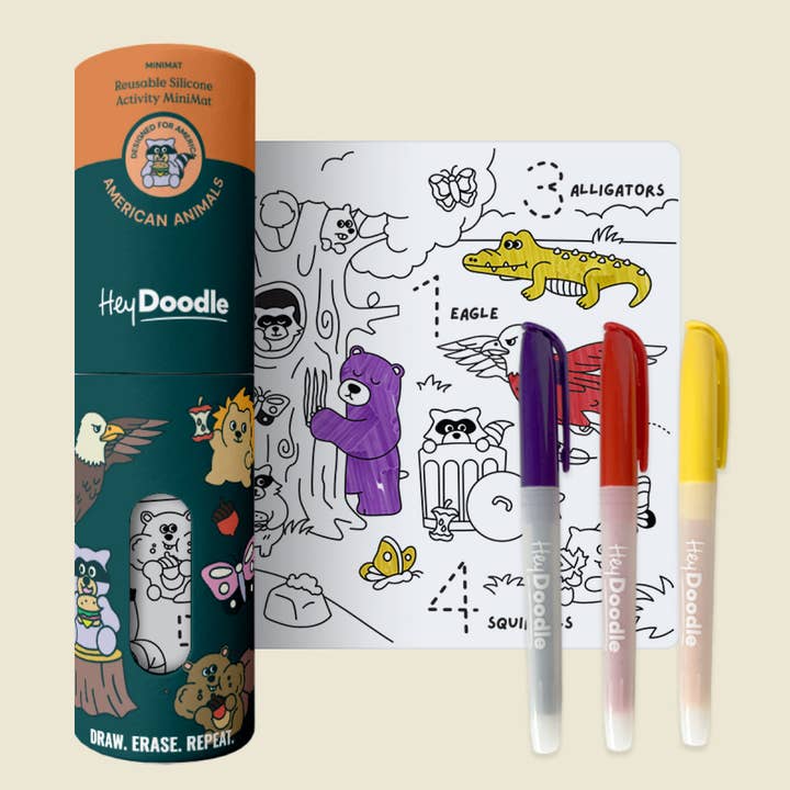 American Animals Mini Coloring & Doodle Mat for wholesale by HeyDoodle
