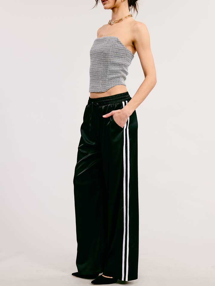 Mimosa - Wholesale Pants - Women's - Satin Track Pants with Side Stripes
