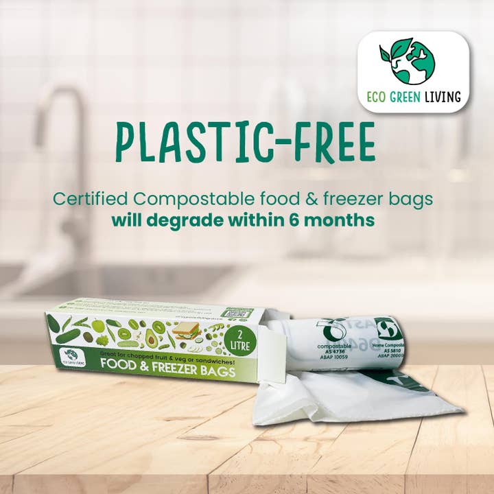 Eco Green Living - Wholesale Food Storage Wrap/Bag - 4 Litre Certified Compostable Food & Freezer Bags (25 bags)