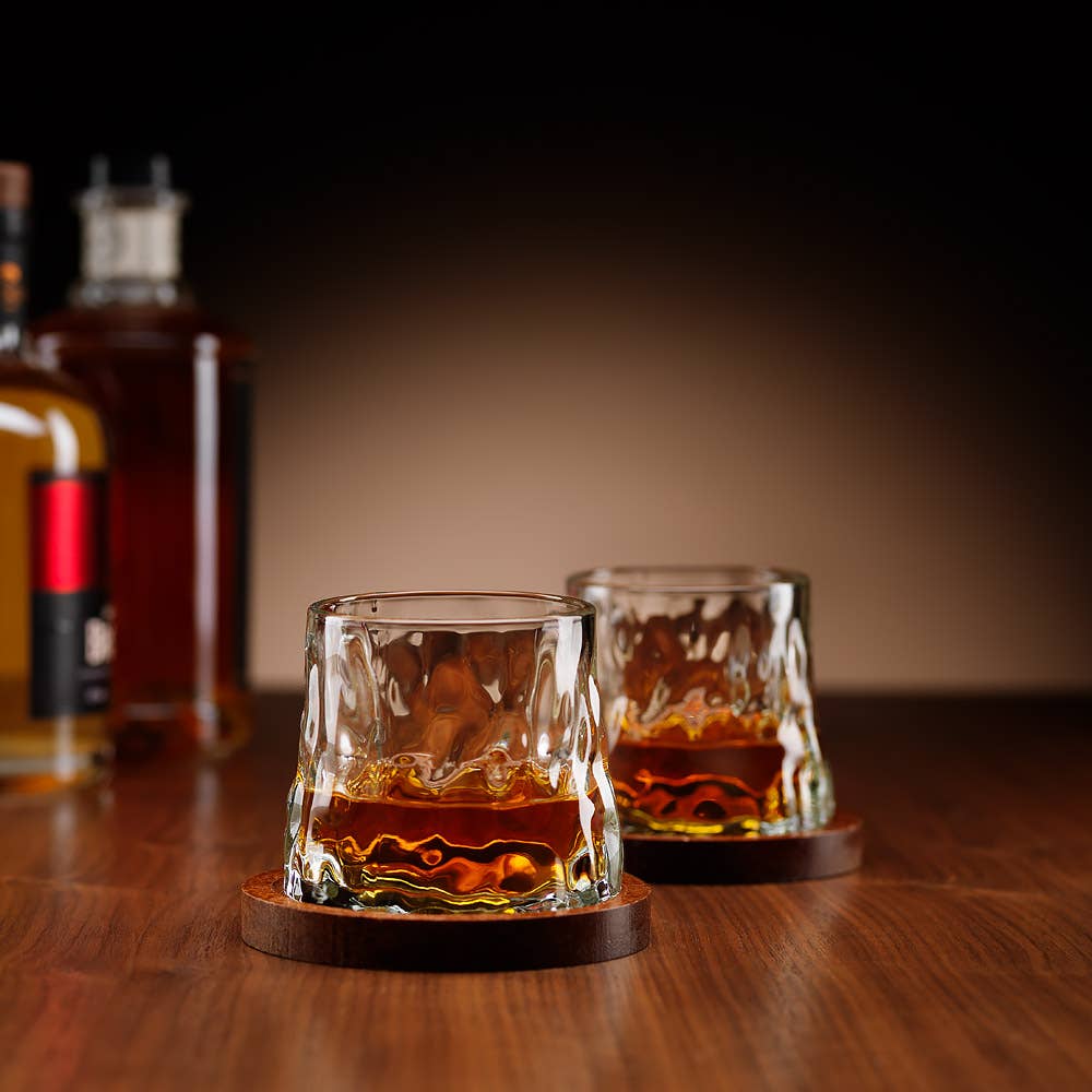 The Source Wholesale LTD – wholesale Drinking glass/cup – Rotating Whisky Glasses with Coaster Set of 21