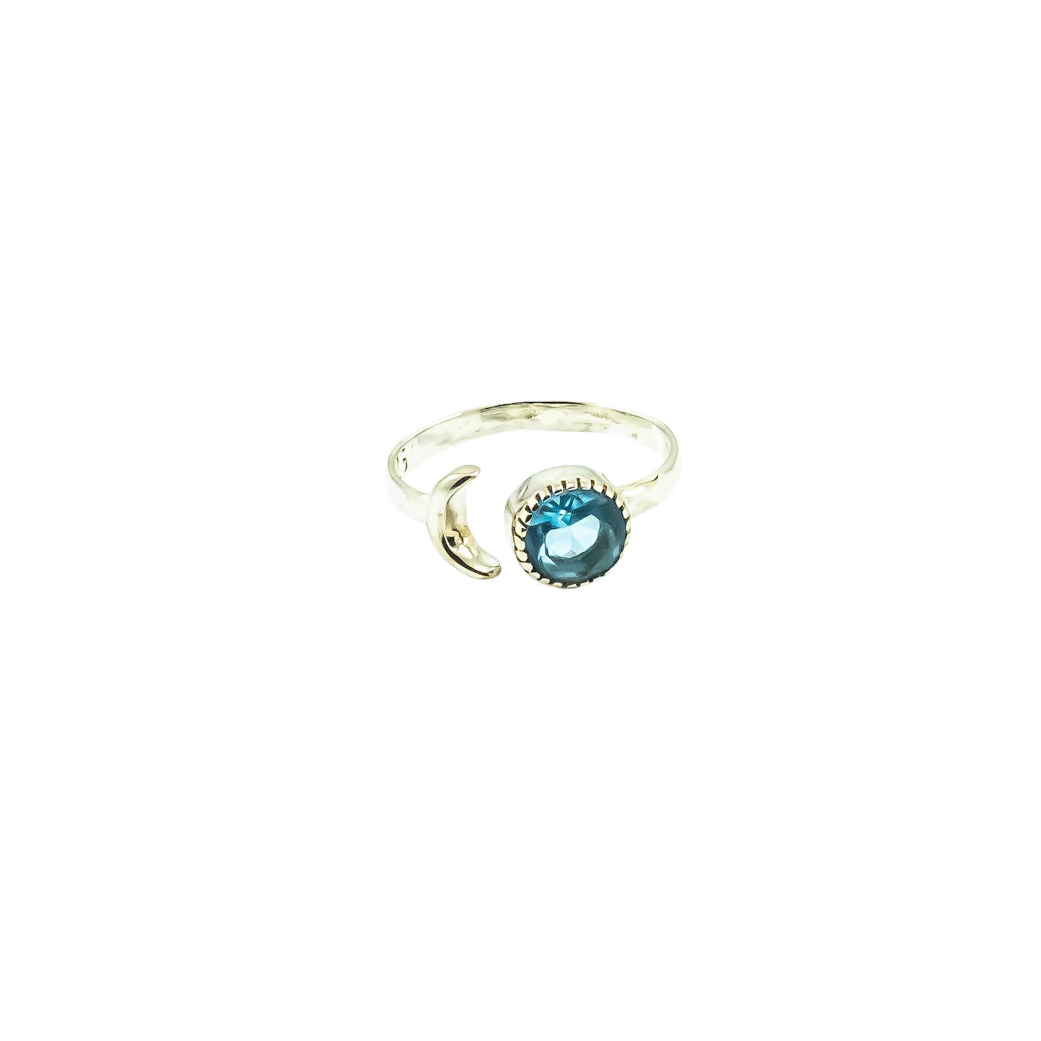 Quasar Gems USA - Wholesale Single Stone/Solitaire Ring - Blue Topaz Ring Sterling Silver Adjustable