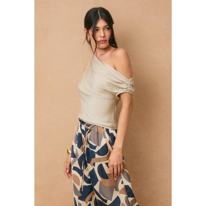 Dress Forum - Wholesale Blouse - Women's - Dull Satin Asymmetrical Shoulder Top1