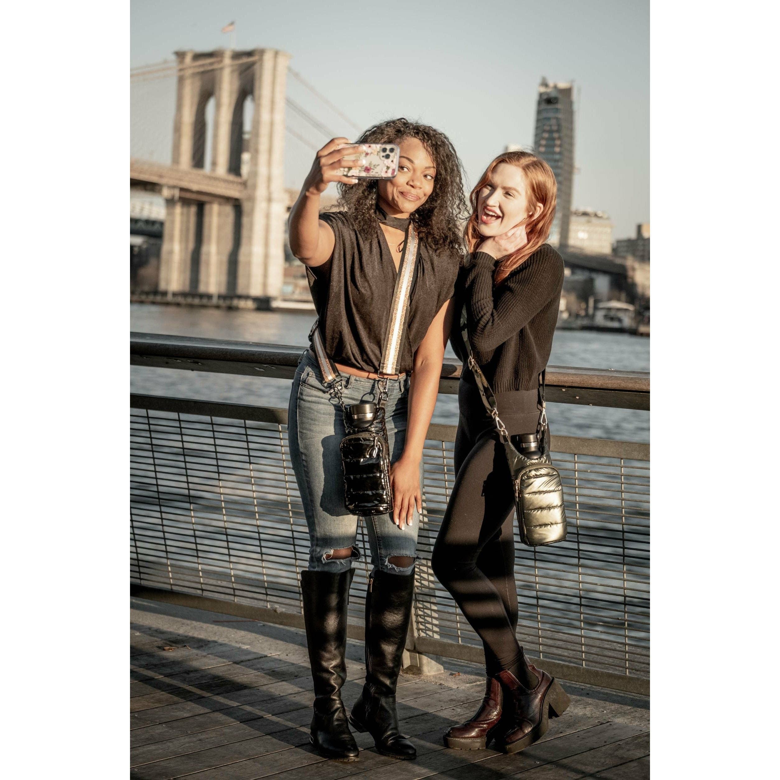 WanderFull - Wholesale Crossbody Bag - Women's - Army Green Shiny HydroBag® with Camo Strap3