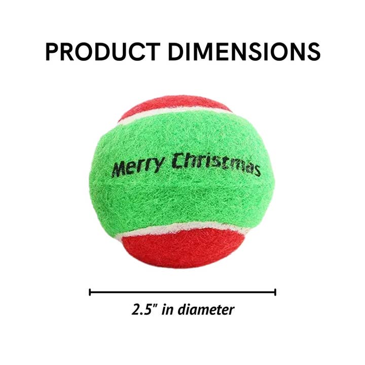 Midlee Designs - Wholesale Pet Squeaky Toy - Dog - Midlee Christmas 2.5" Dog Tennis Balls with Squeaker- 6pk