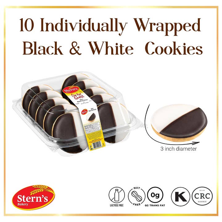 Stern's Online - Wholesale Cookie - Black and White Cookies | 10 Count NY Style Cookies -12/Case2