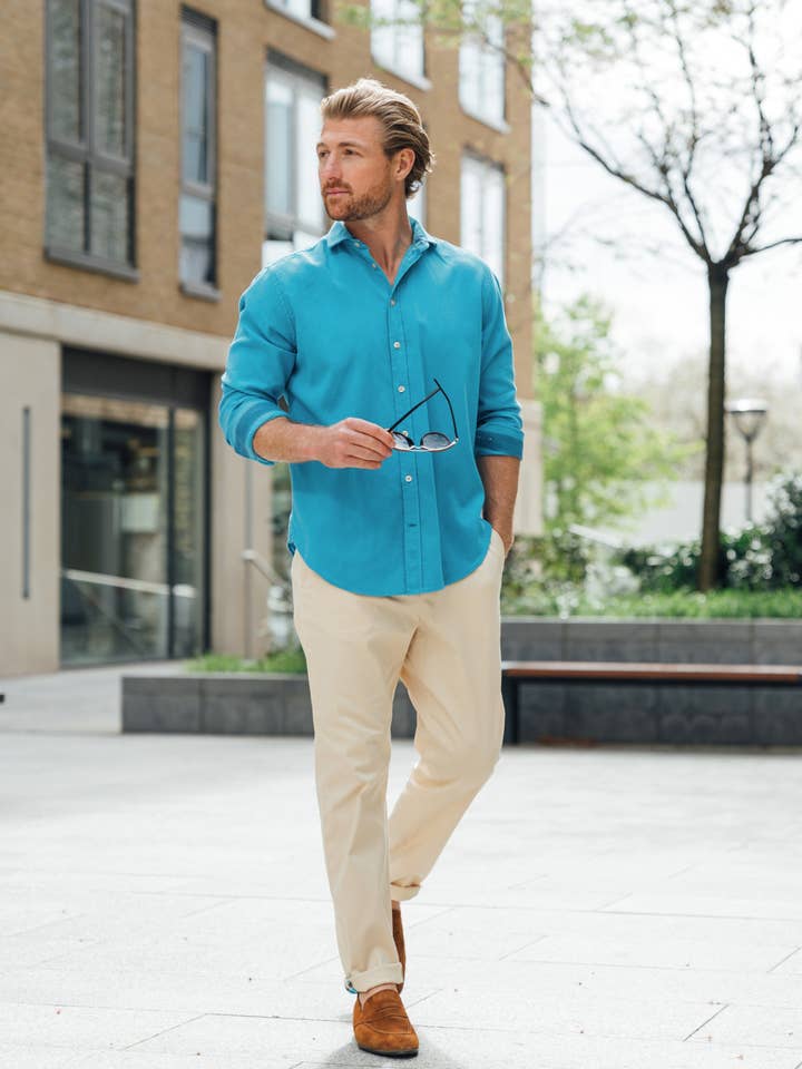 KOY CLOTHING - Venta al por mayor Camisa con botones - Hombre - Camisa Kabisa Kikoy azul