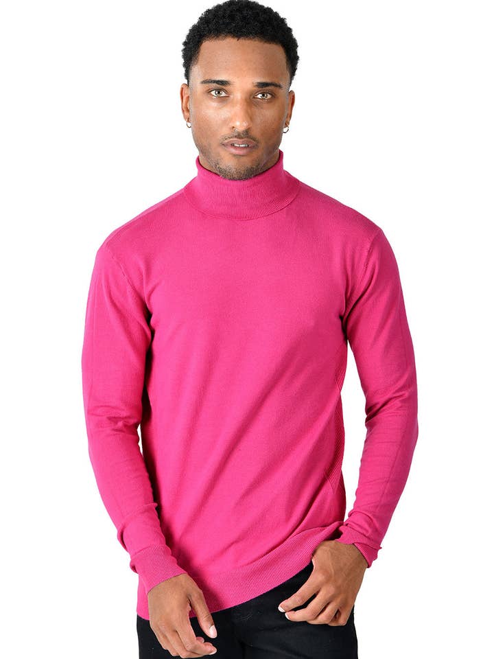 BARABAS - Wholesale Knit Sweater - Men's - Men's Turtleneck Ribbed Solid Basic Sweater LS210010