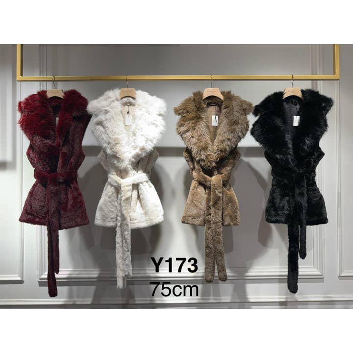CHOKLATE PARIS - Wholesale Fur/Faux Fur Coat - Women's - Sleeveless faux fur lapel collar jacket - Y173B4
