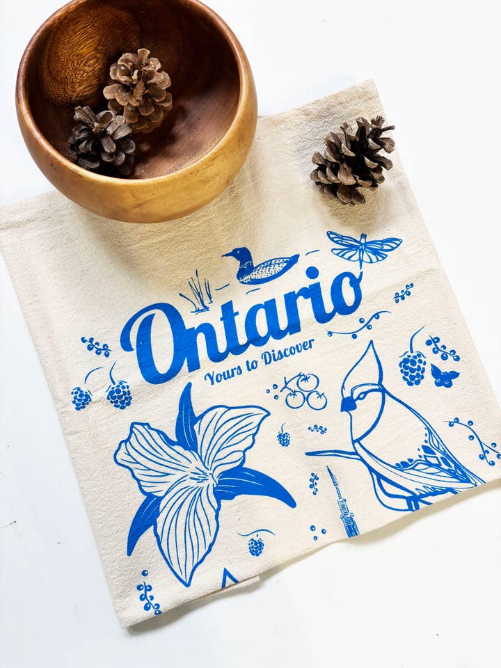 Torchon commémoratif biologique Ontario bleu - 20x24 pour la vente par HAVYN