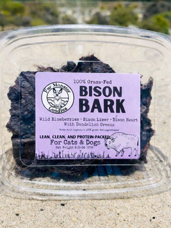 Bark: 100% Grass-Fed Bison: Air-Dried Jerky Treat for wholesale by Fur Monster Goodies LLC