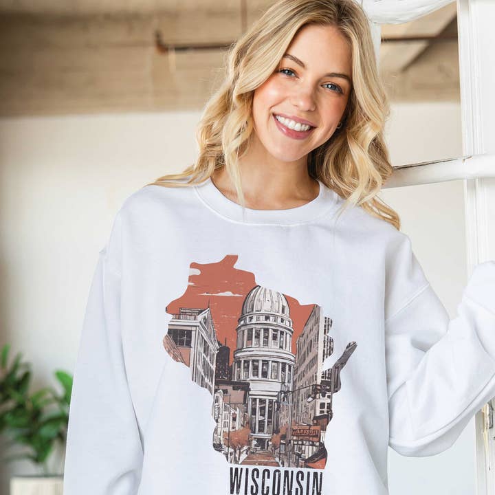 WISCONSIN STATE CITYSCAPE Grafisk Sweatshirt för wholesale av BLUME & CO.