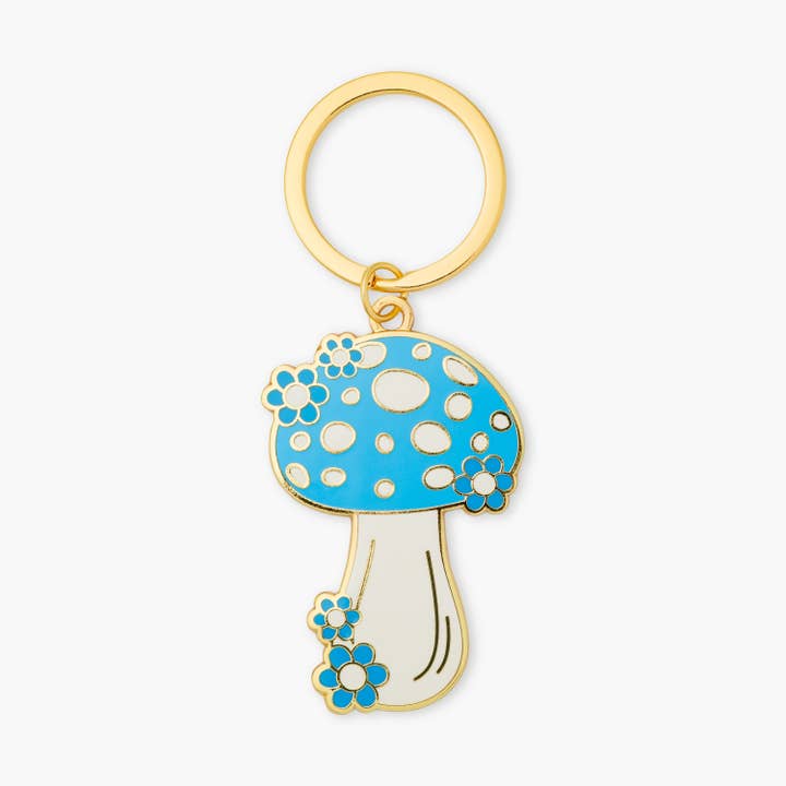 Blue Mushroom Keychain for wholesale by GiGi Thomas Designs