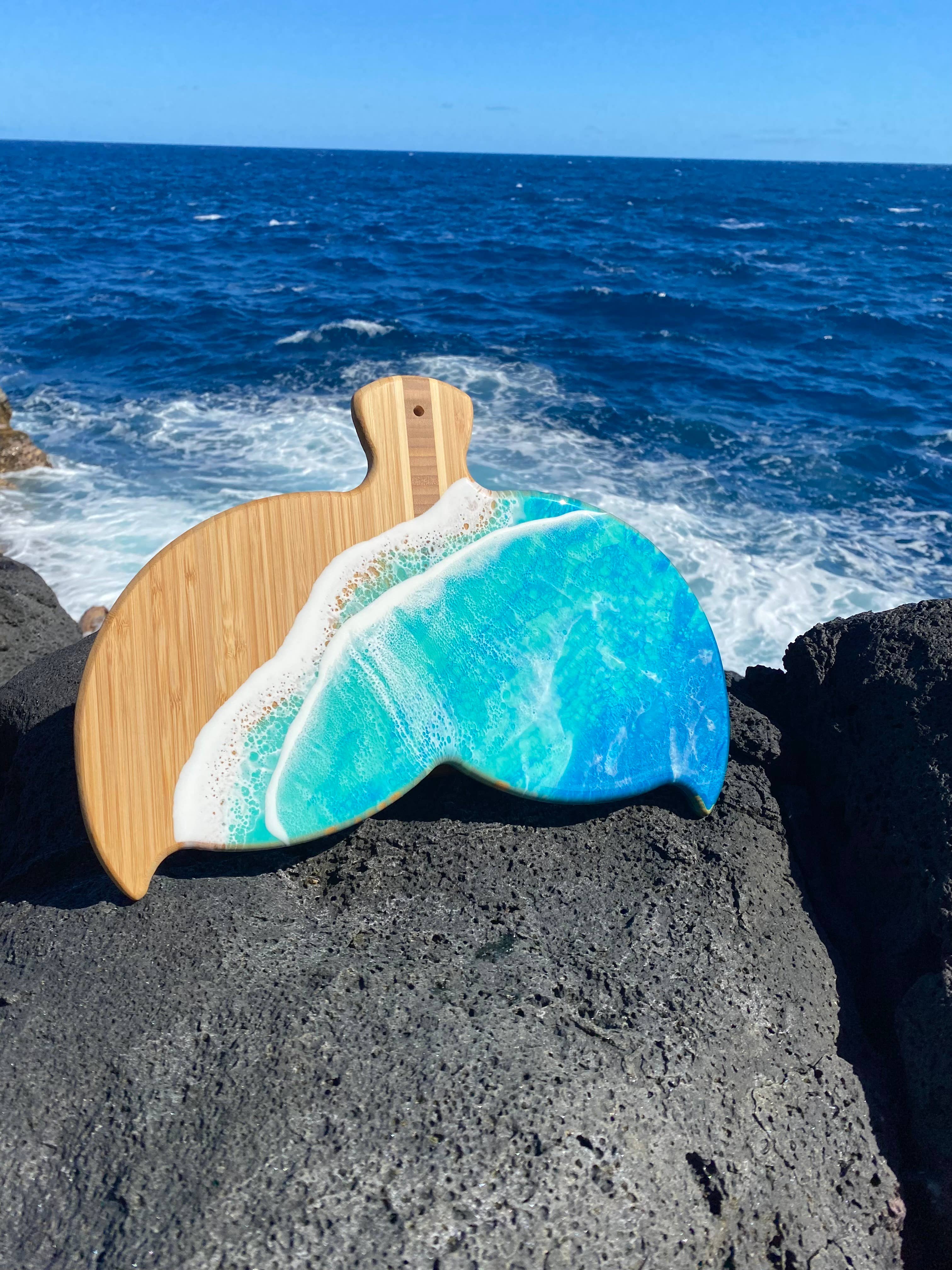 TBM Creations LLC - Wholesale Cheese Board - NEW Whale Tail Ocean Resin Charcuterie Board – Maui Made8