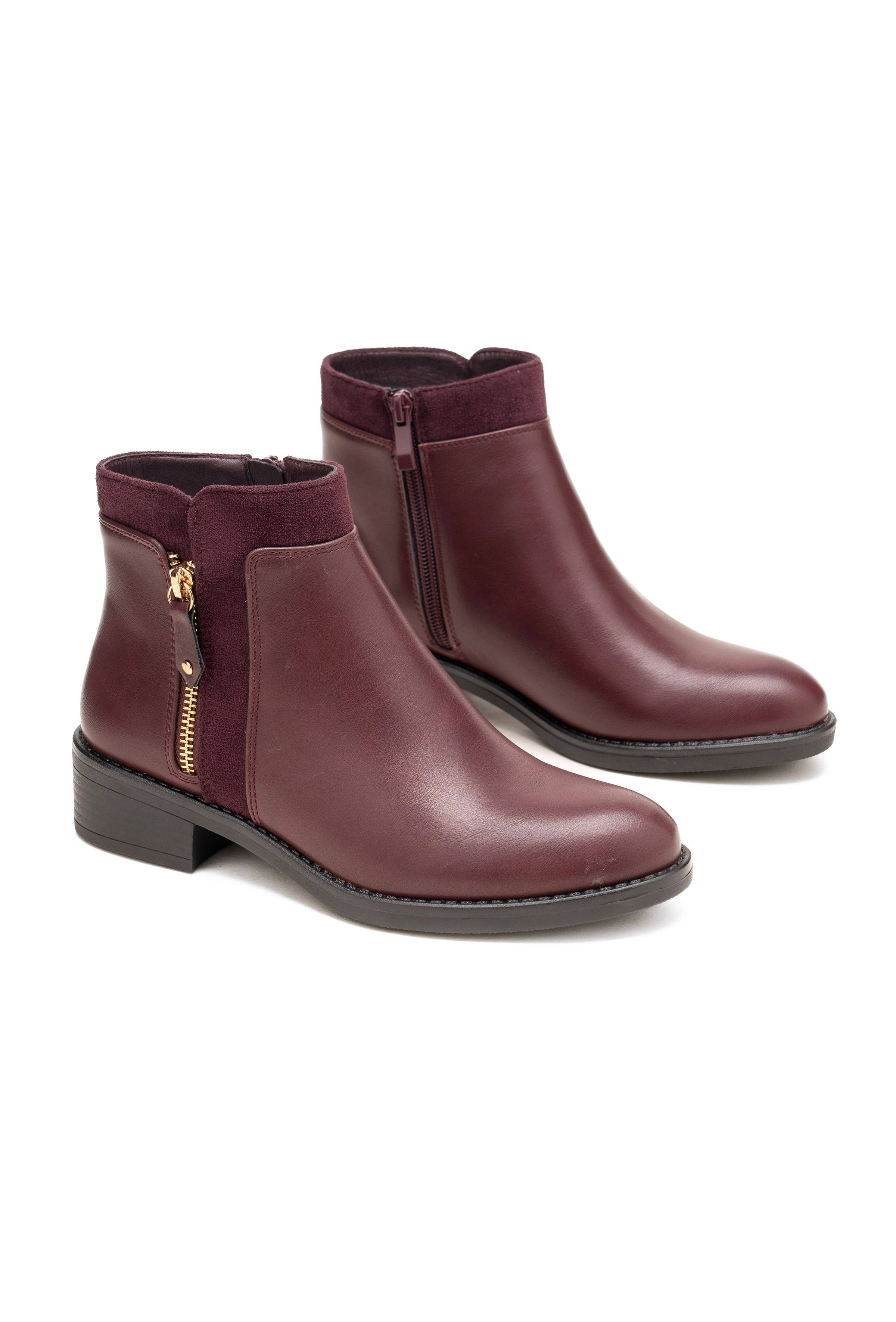 C'M PARIS - Wholesale Chelsea Boots - Women's - Chic Ankle Boots with Gold Side Zipper 6832710