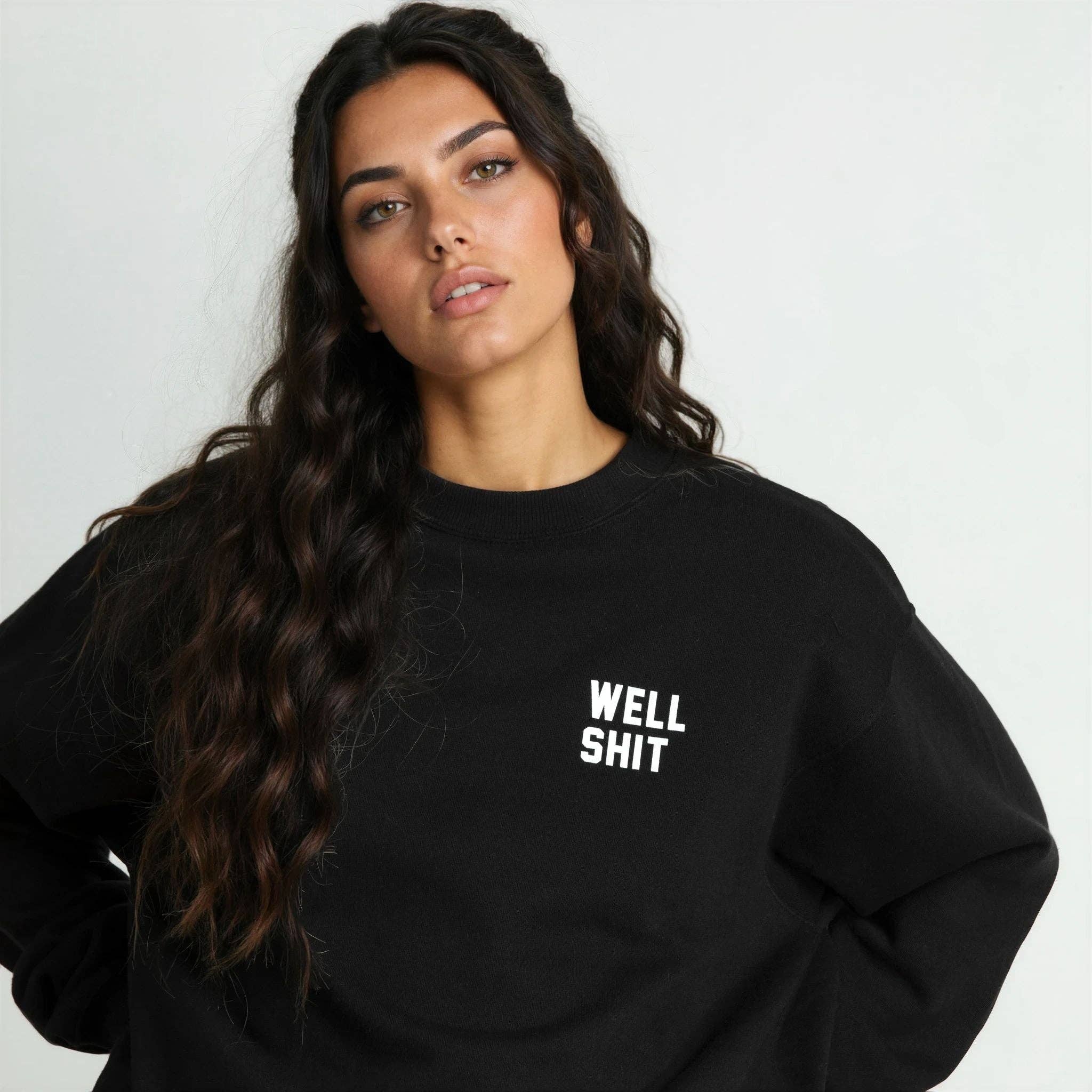Schwarz Well Shit Sweatshirt für den Großhandel auf Faire0