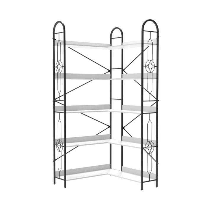 39F Inc. - Wholesale Bookcase - 5-Tier White Corner Bookshelf with Open Shelves for Home1