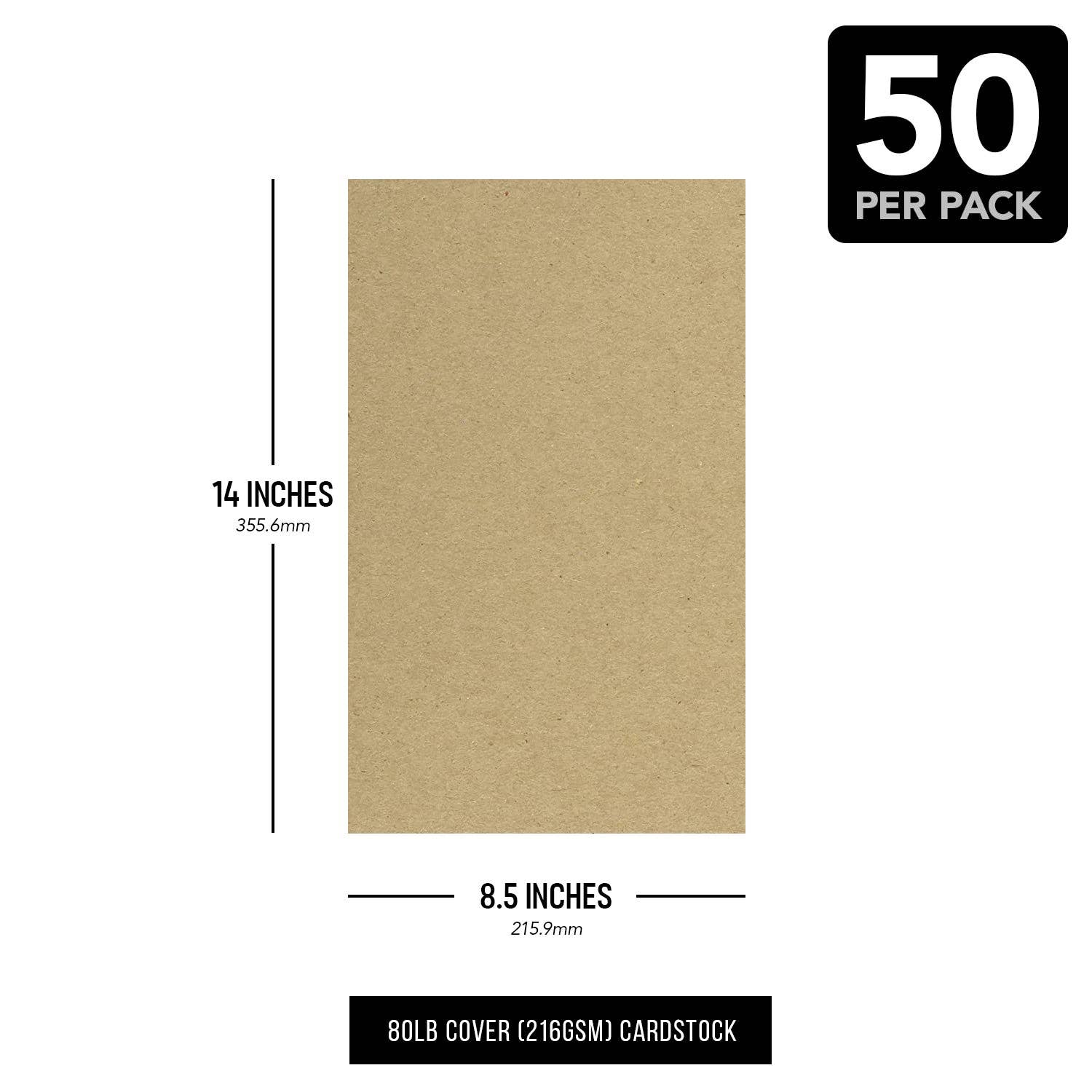Fine Cardstock - Wholesale Craft Supplies - Brown Kraft Cardstock Paper, 80lb (216gsm) Cover 50 sheets Par pack7