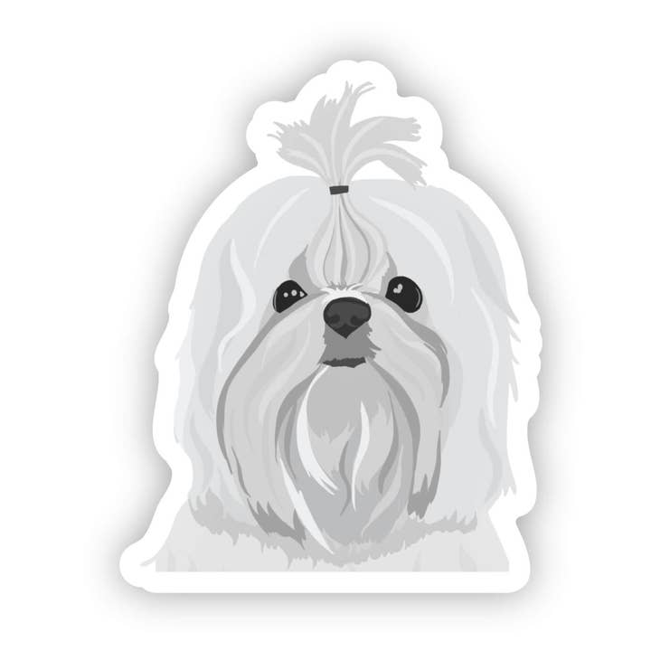 Maltese Dog Hand-Drawn Vinyl Sticker for wholesale by Happy Sploot Designs
