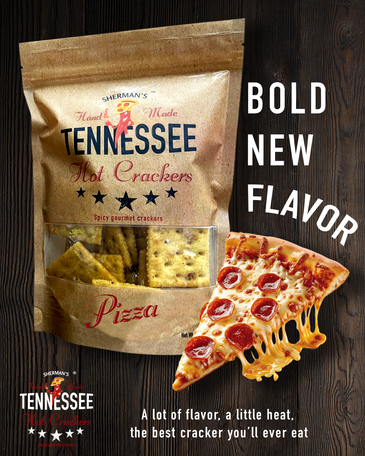 Sherman's Tennessee Hot Crackers - Vendita all'ingrosso Cracker - NUOVO! Sherman Tennessee Hot Crackers, gusto pizza, 30 ct4