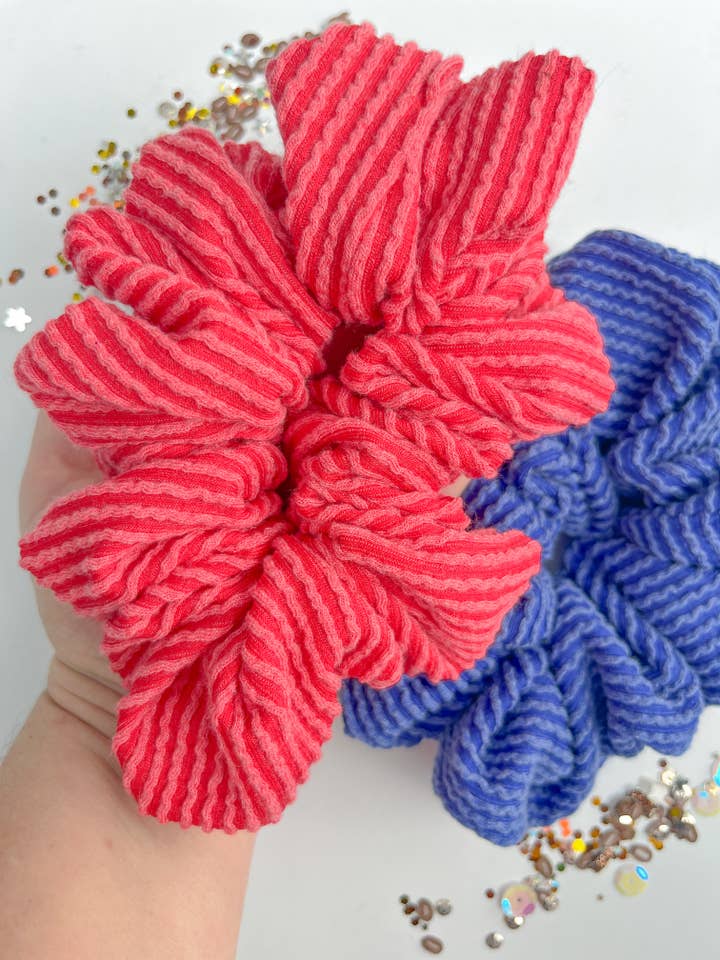 KU Ribbed Oversized Scrunchy for wholesale by Evie Pearl Handmade LLC