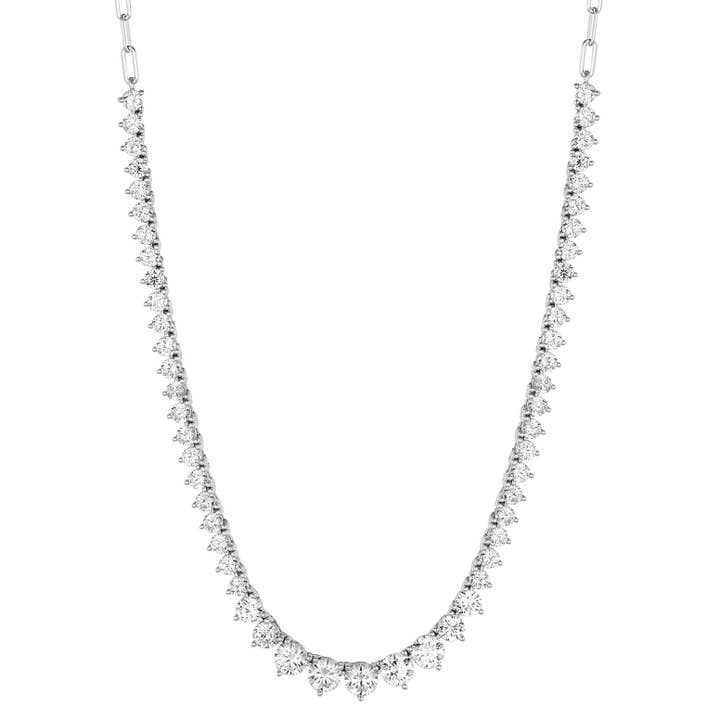 Colar de Ténis CZ em Prata de 1ª Lei com Banhado a Ródio por atacado de Dlux Jewels