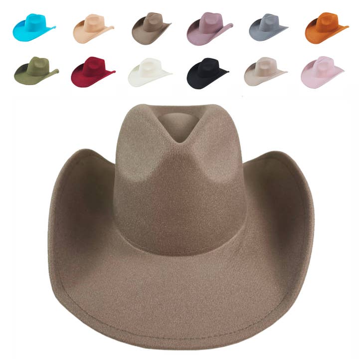 AdornWise - Wholesale Cowboy Hat - Unisex - Vegan Felt Classic Cowboy Hat – Adjustable & Durable
