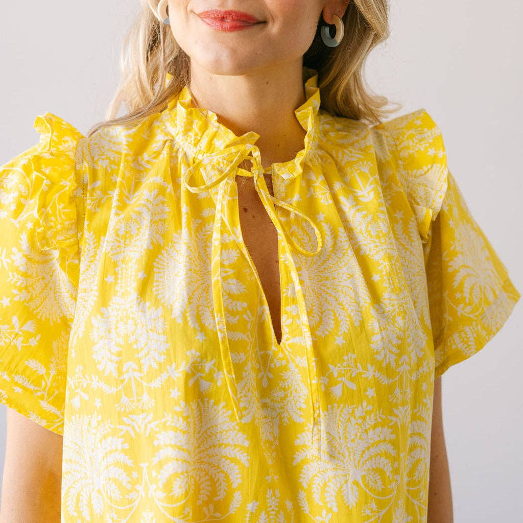 Sunshine Tienda - Wholesale Blouse - Women's - Citron Gilded Palm Gemma Top3