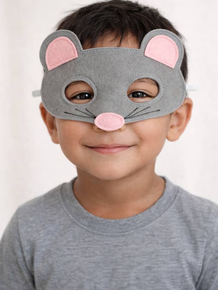 A is for Alice Costumes – wholesale Costume – Child – Kids Grey Felt Mouse Dress Up Mask 2