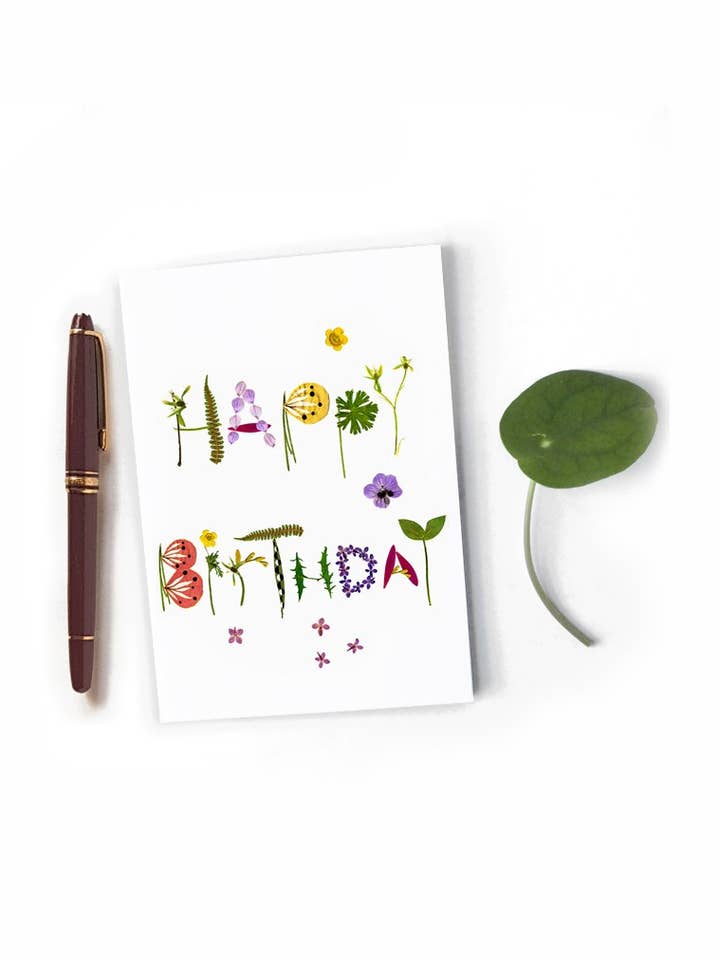 HERBARIUM FLOWER HAPPY BIRTHDAY DOUBLE CARD for wholesale by Thévy Guex