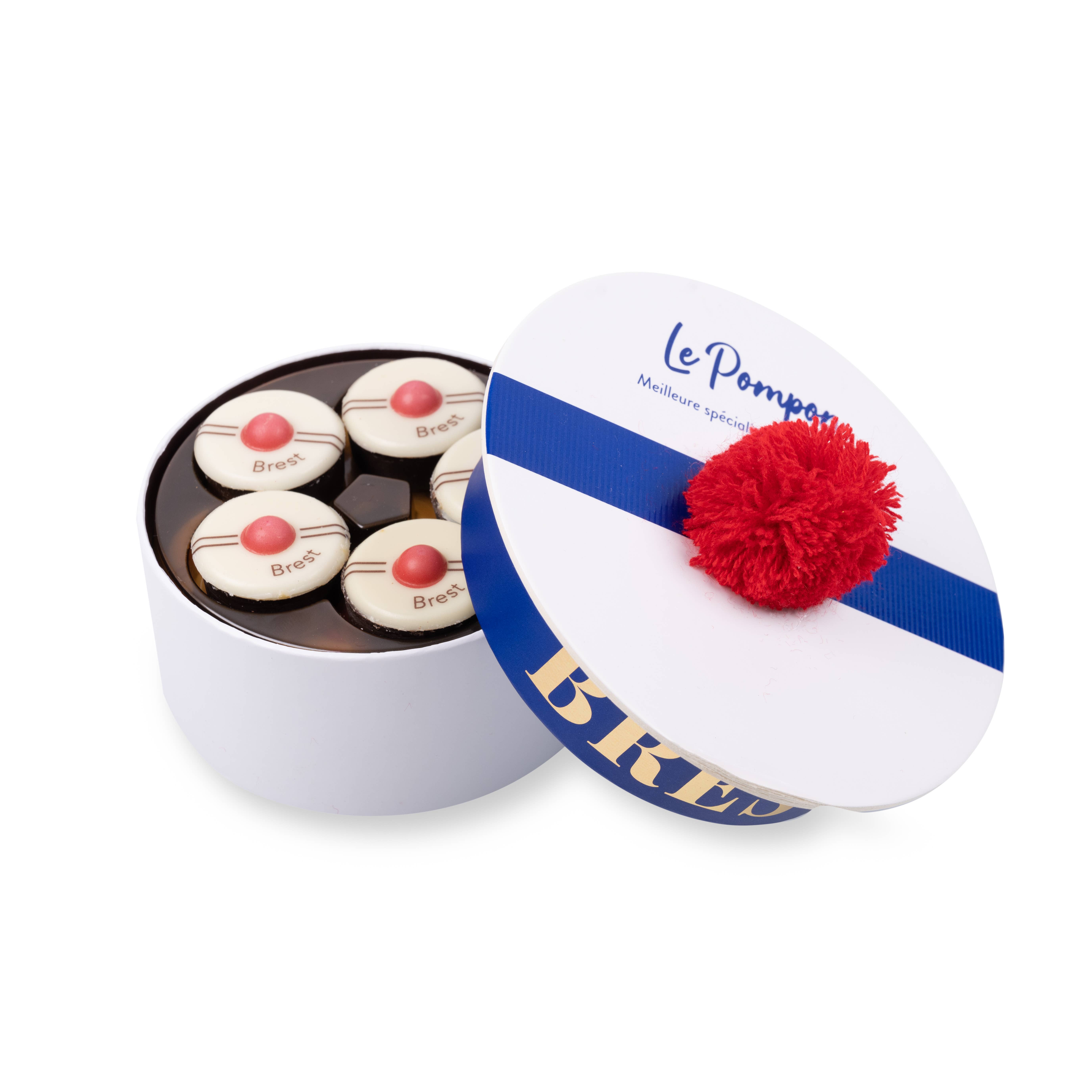 Le Pompon - Vendita all'ingrosso Confezioni di cioccolatini - Bachi Brest - 10 nappe di cioccolato fondente con caramello al burro salato1