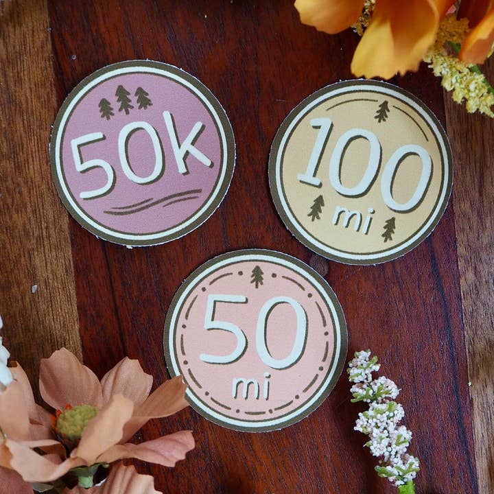 Trail Run Distance Stickers for wholesale by Bloomin' Loon Co.