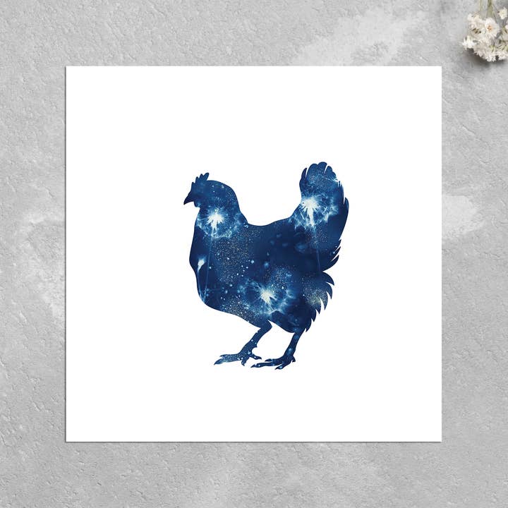 Gratulationskort Blå Höna | Pressade Botaniska | Hönsmamma för wholesale av The Sun's Recipe