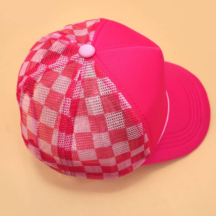 JOSSLYN by wall to wall - Wholesale Trucker Hat - Women's - TRUCKER HAT CHECKER FOAM FRONT MESH BACK CAP | 40HW726