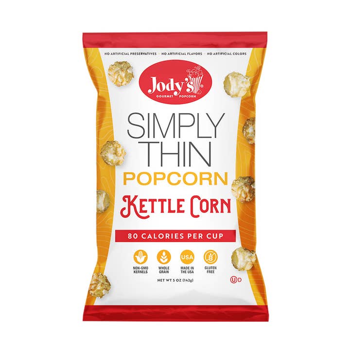 Jody's Inc. - Wholesale Popcorn - Simply Thin Kettle Corn 8 oz Foil Bags - 8 pack
