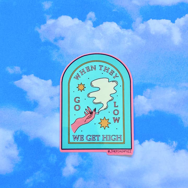 The Peach Fuzz - Wholesale Sticker - Go Low, Get High Sticker