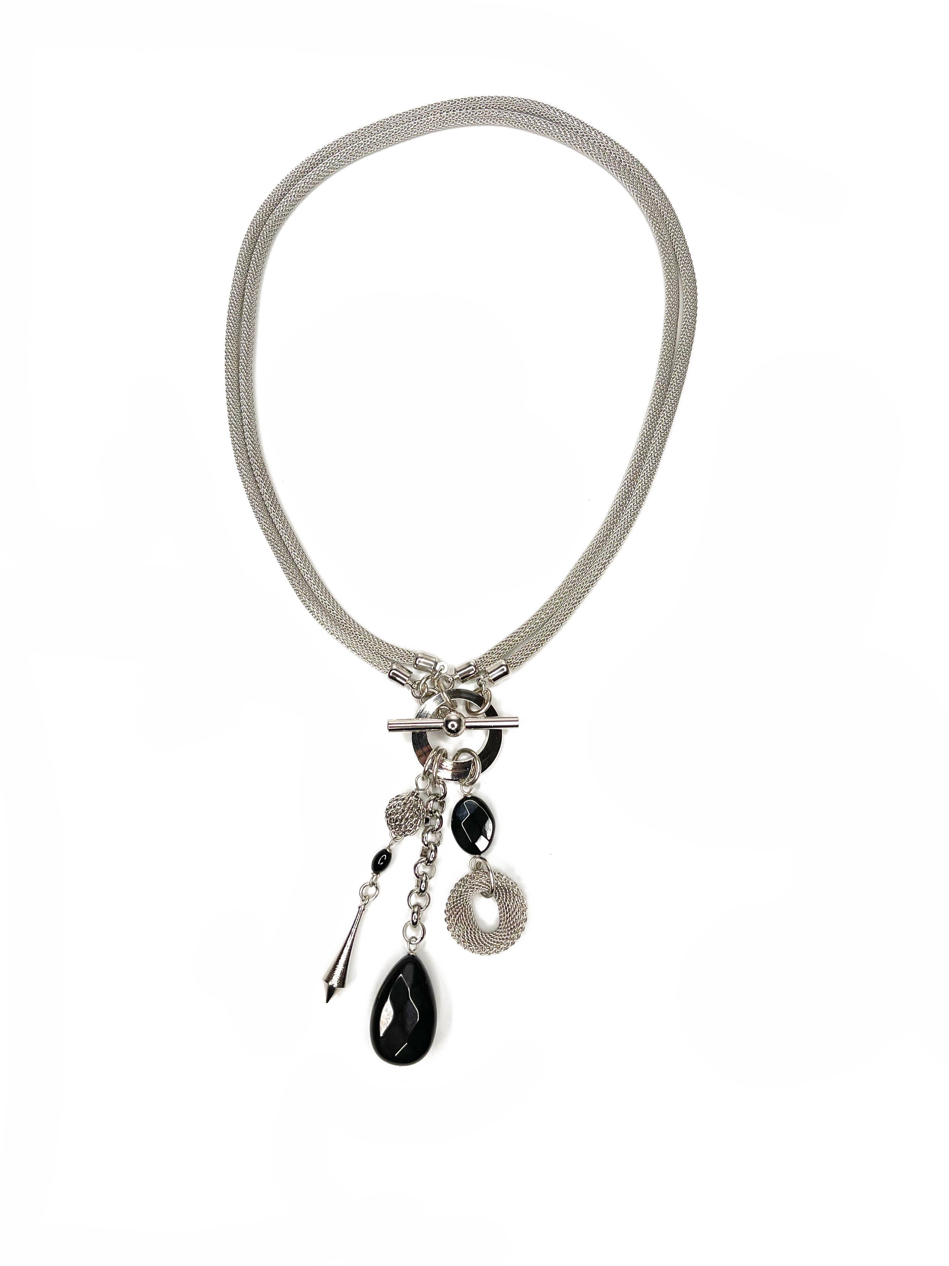 Erica Zap Designs - Wholesale Pendant/Charm Necklace - Convertible 2 Way Mesh Necklace with Stone and Mesh Drops2