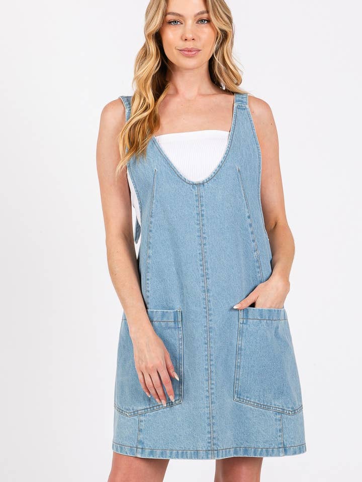 VESTIDO ALTO DE MEZCLILLA CON FALDA ALTA para venta al por mayor de Sewn and Seen