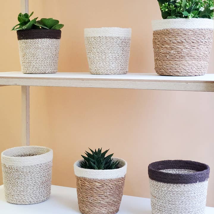KORISSA - Vente Paniers - Panier de rangement tissé à la main • Panier à plantes Agora - Marron