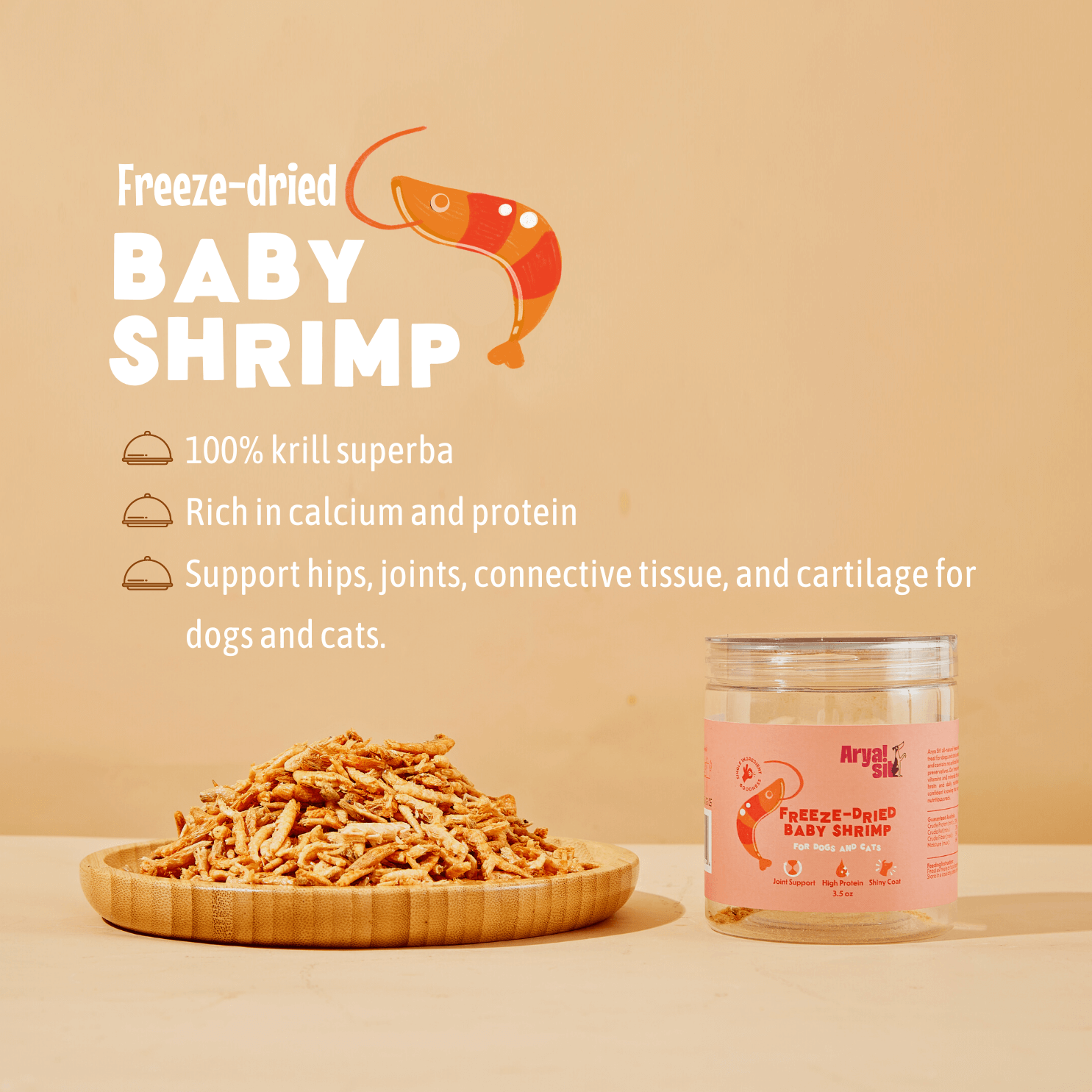 Arya Sit! - Wholesale Pet Treats - Dog - Freeze-dried Baby Shrimp1