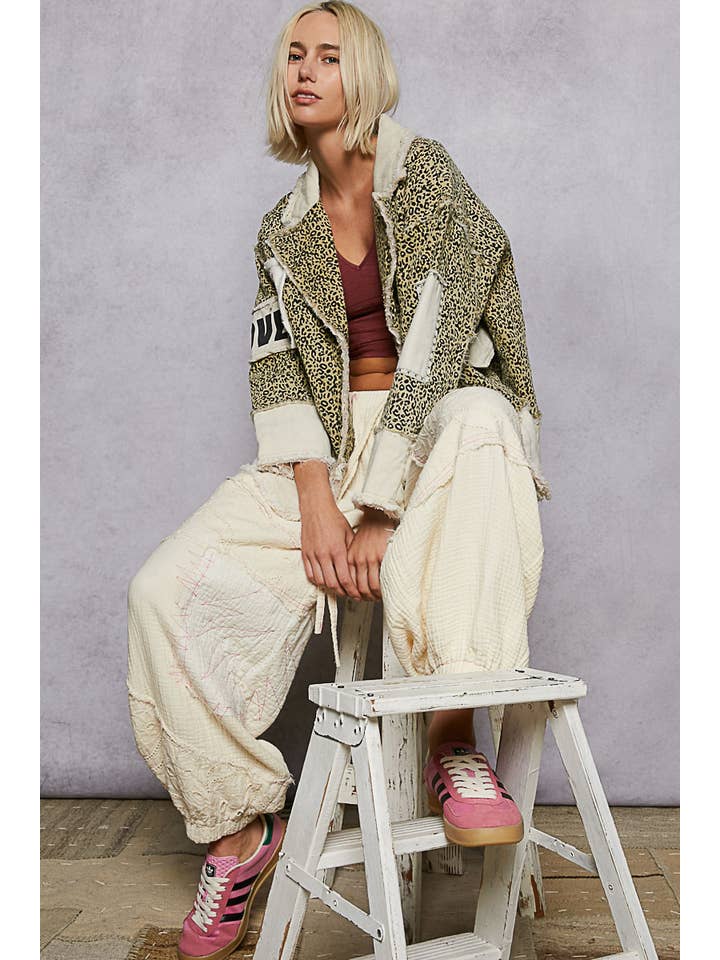 Pol Clothing - Wholesale Jacket – Women's - Colorblocked twill patch studded back heart jacket11