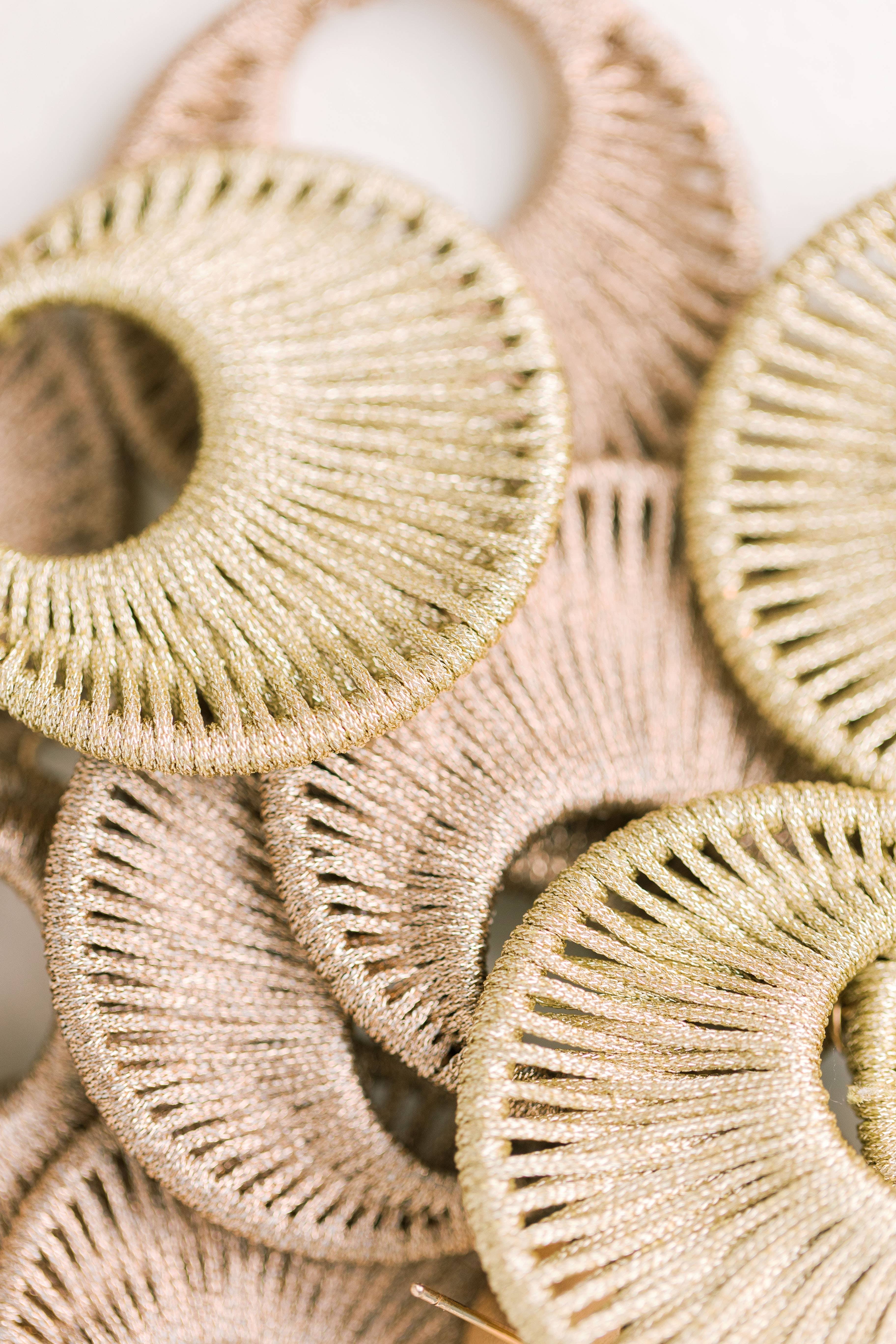 St Armands Designs of Sarasota - Wholesale Dangle Earrings - Gold Metallic Wrapped Bali Statement Drop Earrings2