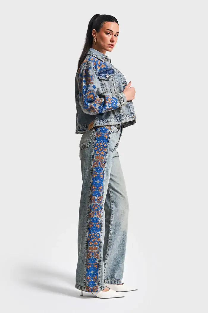 DesignofBoho - Wholesale Denim Jacket - Women's - Women's Embroidered 100% Cotton Denim Jacket with Embroidery3