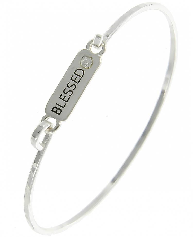 0011 PREMIERE - Wholesale Bangle Bracelet - FR3360 BLESSED_Message Crystal Casting Brass Bangle Bracelet0
