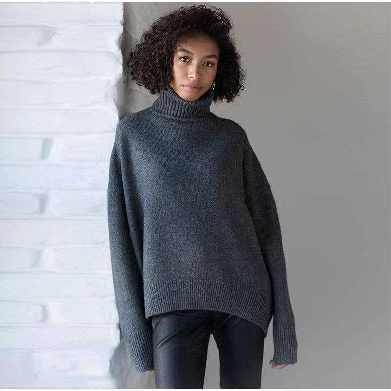 Sweetkama - Wholesale Pullover-trui - Dames - Dames trui met col van effen kleur, gebreid model W00316